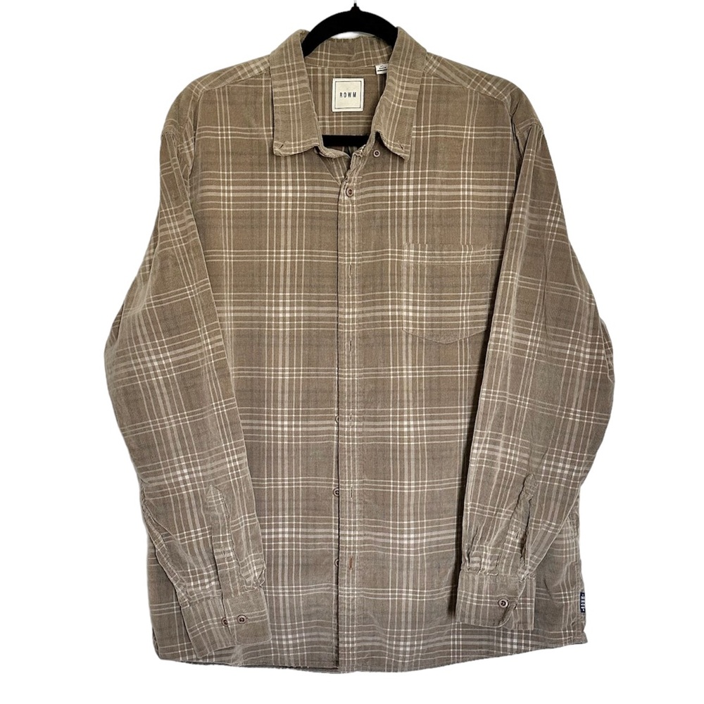 ROWM Cotton Plaid Long Sleeve Mens Dress Shirt XL Button Down